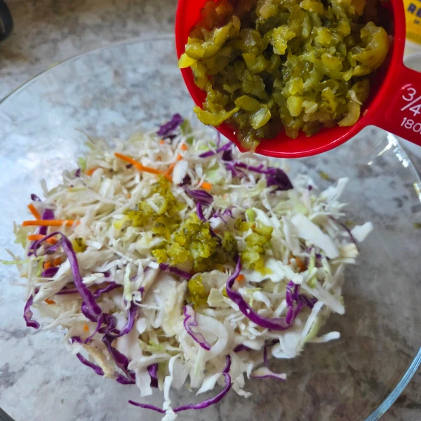 Add shredded pickle into coleslaw