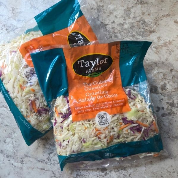 Bag of shredded cabbage and carrot
