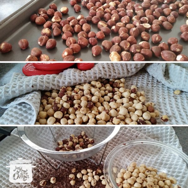 Roasting hazelnuts for the traditional Haselnussmakronen
