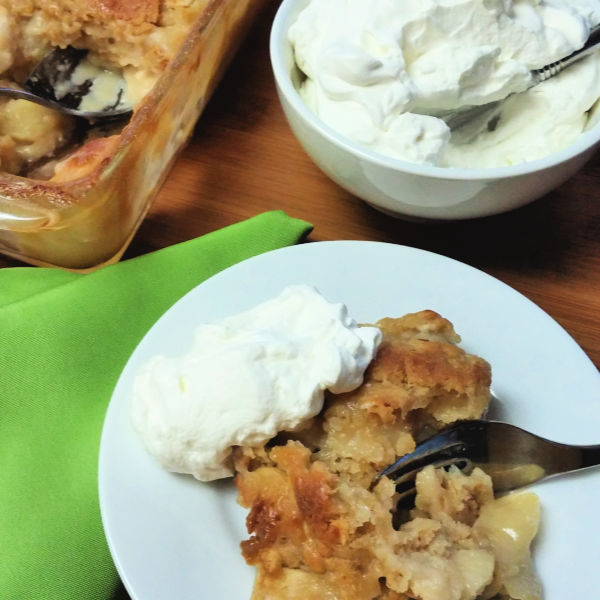 Try this apple pudding cake warm from the oven. Tastes heavenly! Don't forget the whipped cream.