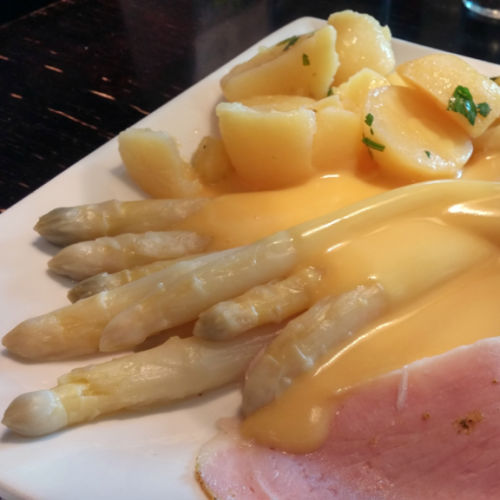 Traditional German Asparagus (Spargel) and sauce.
