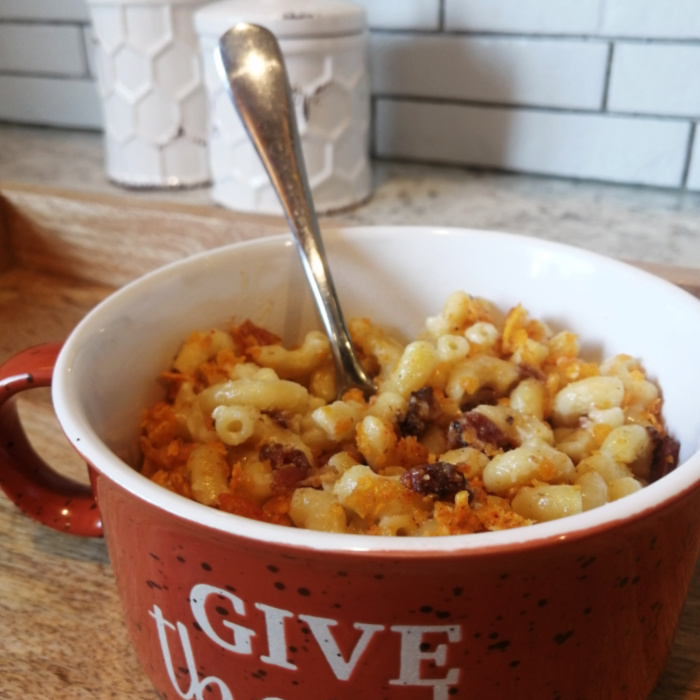 This Gouda macaroni and cheese is made with THREE yummy meltable cheeses.