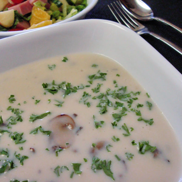 Oma's cream of mushroom soup is such a yummy treat, so flavorful and the perfect pair to a nice lettuce salad.