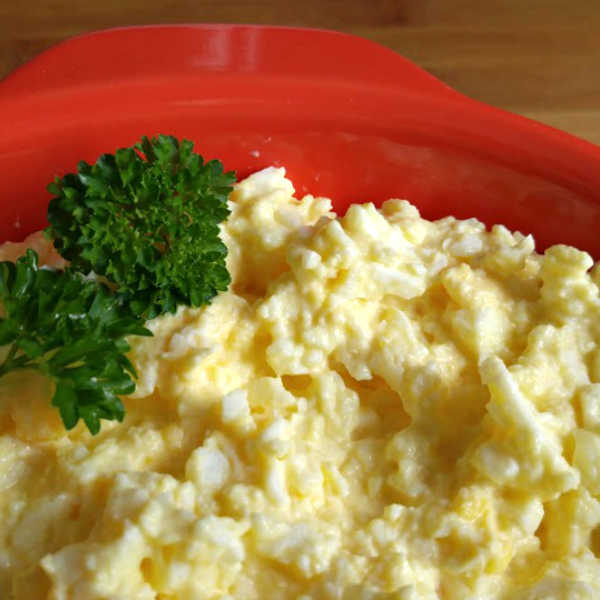 Use your Instant Pot pressure cooker and makes this easy egg salad extra easy. Not hard to peel eggs. Perfection!