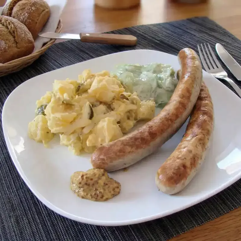 You have got to try Oma's easy German potato salad! It's the perfect side to serve next to the scrumptious and traditional bratwurst. easy potato salad is great served with traditional bratwurst