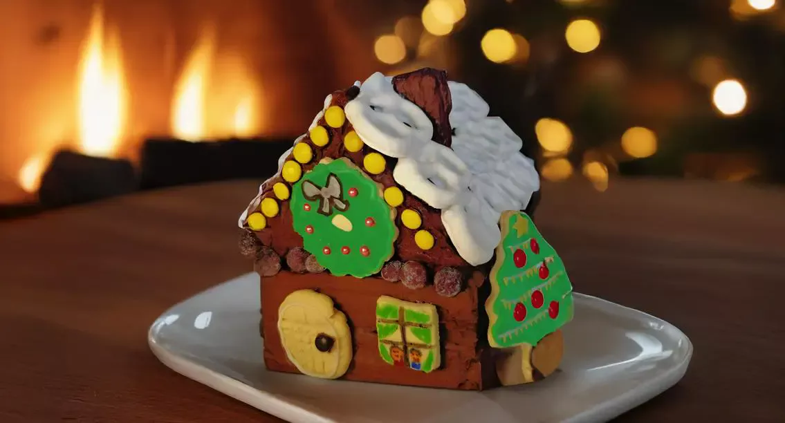 Finished German Pfefferkuchenhaus (German Gingerbread House recipe)