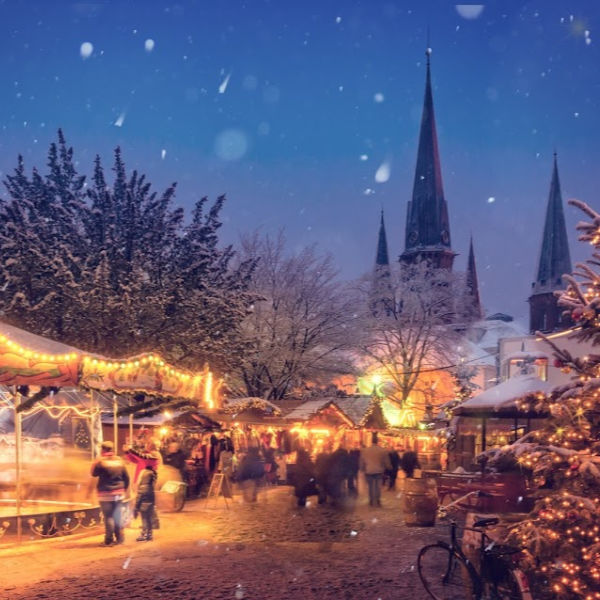 The beautiful snow-covered streets in Germany