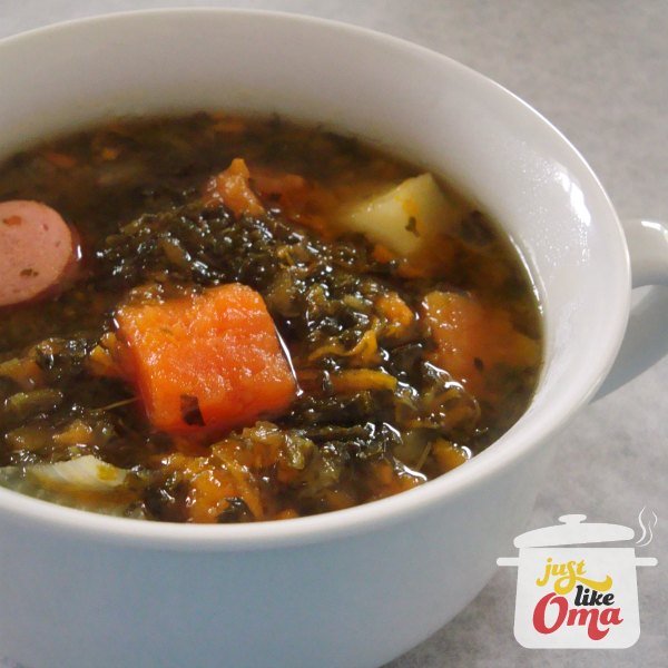 Delicious and healthy Kale and Sausage soup. So easy and quick to make.