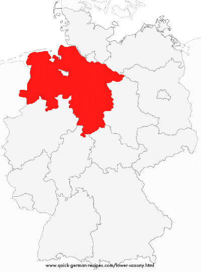 Map of Germany showing Lower Saxony