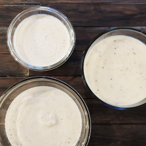 My vegan version of Oma's German mustard sauce will make everyone's taste buds jump for joy! In fact, I made 3 slightly different versions!