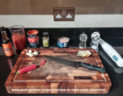 Here's my son's super simple method to make an absolutely delicious quick pasta sauce.