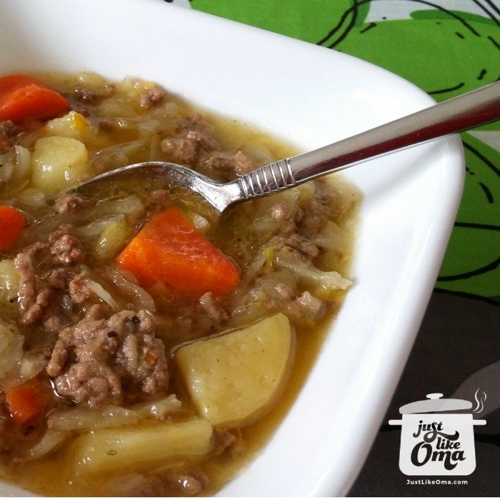 German Potato and Cabbage Soup perfect any time of the year.