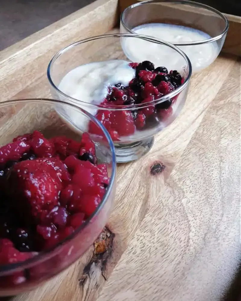 Rote Grütze, a traditional German fruit pudding