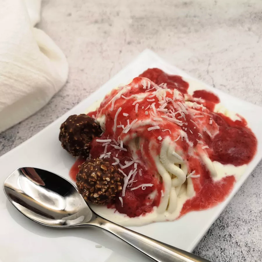 Spaghetti Ice Cream Recipe served