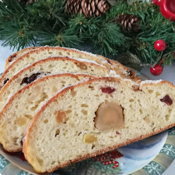 Slices of German Christmas Quark Stollen