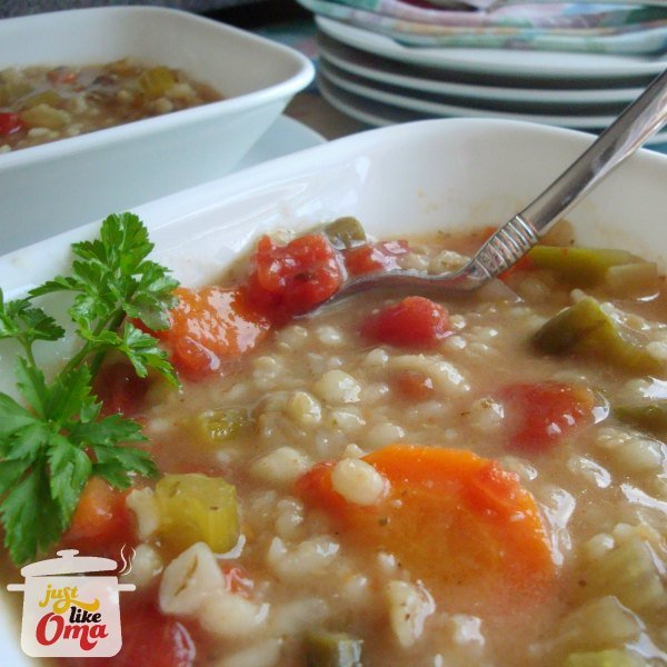 Vegetarian Barley Soup made Just like Oma